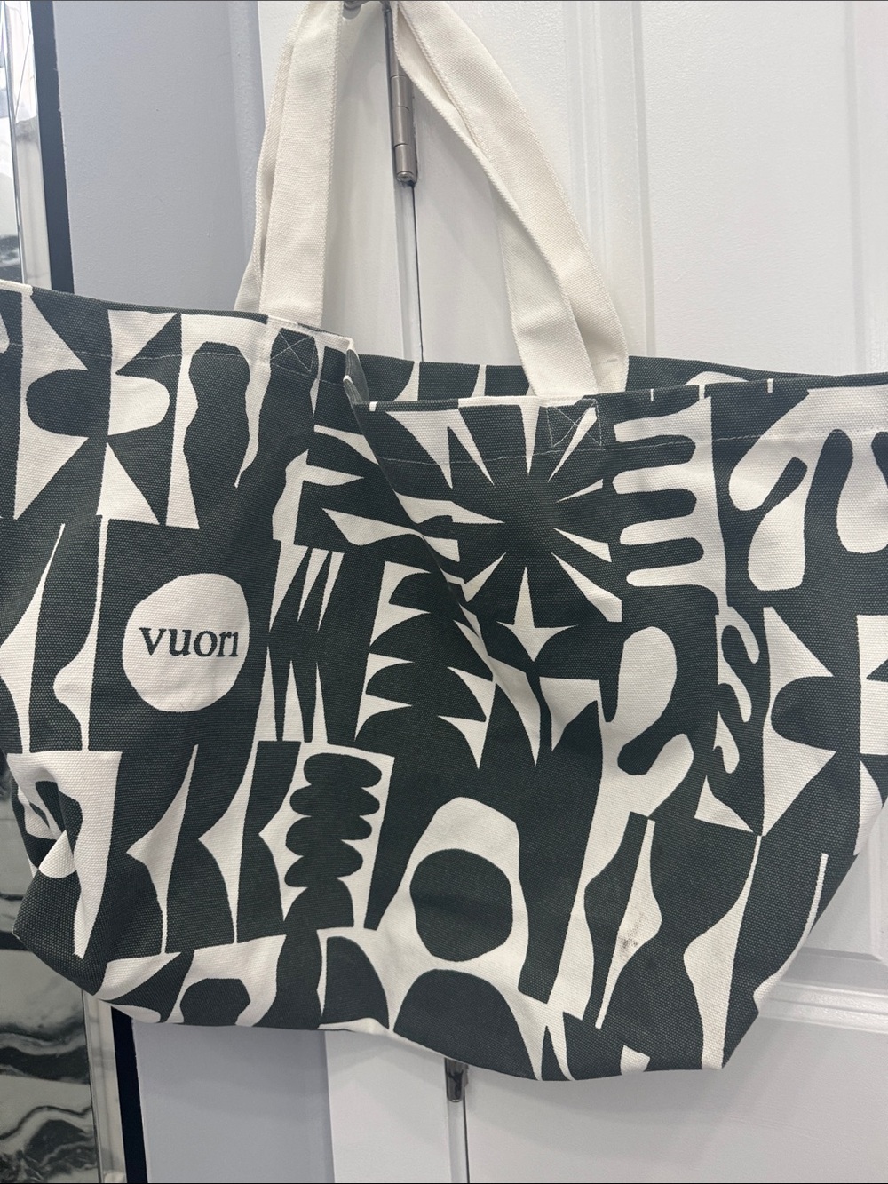 Vuori Black & White Abstract Canvas Tote - Picture 5 of 5